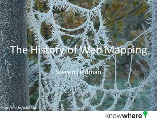 The History of Web Mapping
                         Steven Feldman



http://flic.kr/p/6GMqs
 