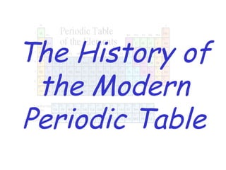 The History of the Modern Periodic Table 