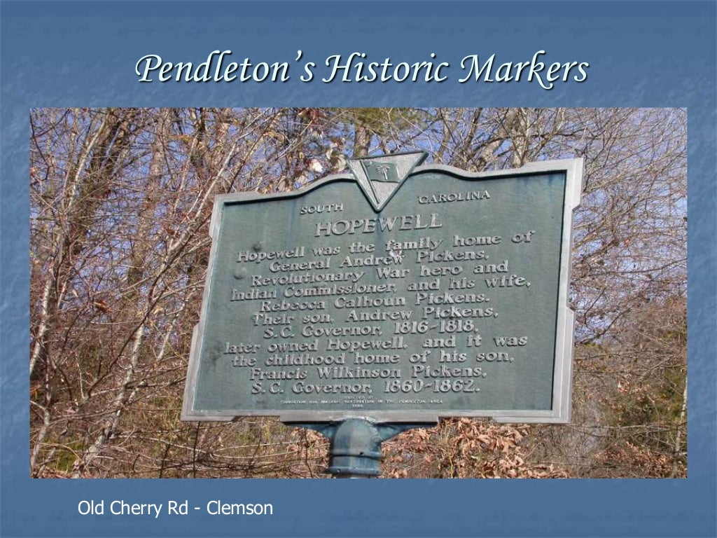 History of Pendleton SC (c.1790)