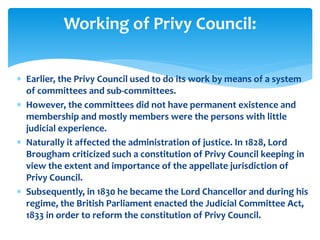 privy council: brief study | PPTX