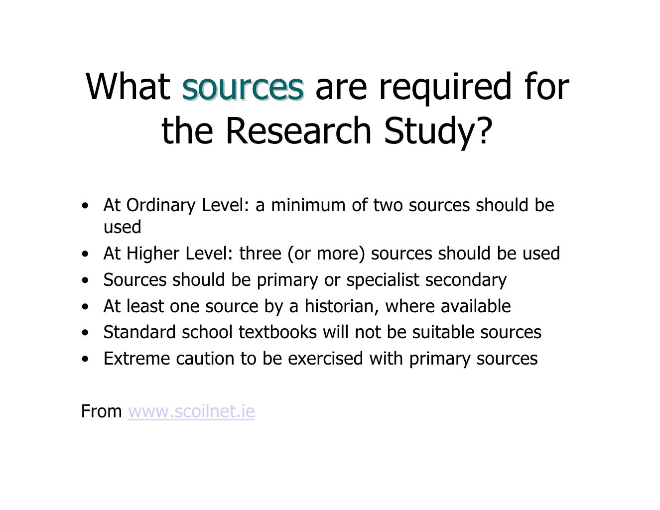 leaving cert history research project guidelines