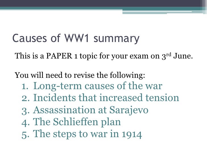 What Was The Causes Of World War 1 Essay