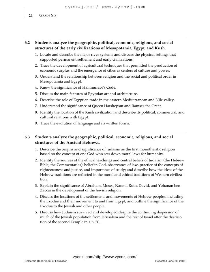 History social science content standards content standards (ca