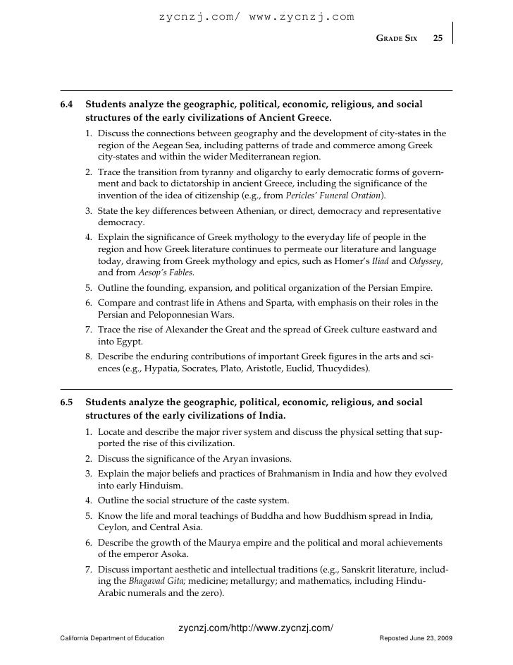 History social science content standards content standards ca