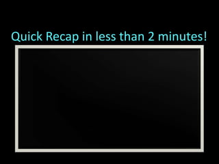 Quick Recap in less than 2 minutes!
 