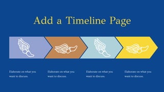 Add a Timeline Page
Elaborate on what you
want to discuss.
Elaborate on what you
want to discuss.
Elaborate on what you
want to discuss.
Elaborate on what you
want to discuss.
 