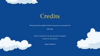 Credits
This presentation template is free for everyone to use thanks to the
following:
SlidesCarnival for the presentation template
Pexels for the photos
Happy designing!
 