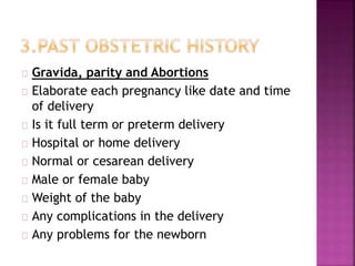 History taking in obstetrics & Gynecology | PPTX