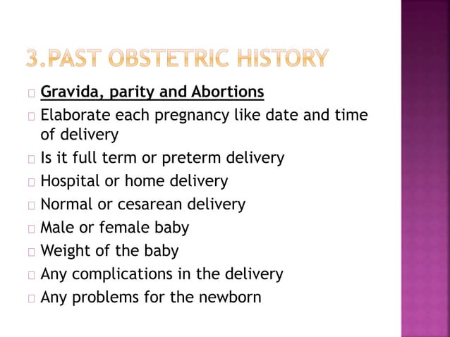 History taking in obstetrics & Gynecology | PPTX