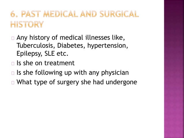 History taking in obstetrics & Gynecology | PPTX