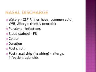 History taking in sino nasal disorders | PPTX