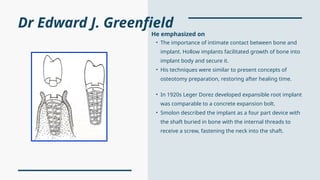 histoy and development of dental implant | PPTX