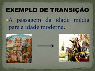 A passagem da idade média
para a idade moderna.
 