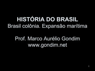 HISTÓRIA DO BRASIL
Brasil colônia. Expansão marítima

   Prof. Marco Aurélio Gondim
         www.gondim.net


                                    1
 