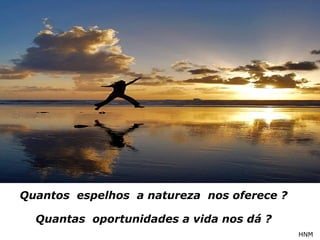 Quantos espelhos a natureza nos oferece ?

  Quantas oportunidades a vida nos dá ?
                                            HNM
 