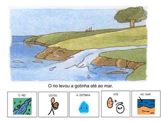 O rio levou a gotinha até ao mar.
 