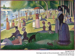 Georges Seurat
Domingo a tarde na ilha La Grand Jatte, 1886-6, Óleo sobre tela
Instituto de arte de Chicago
 