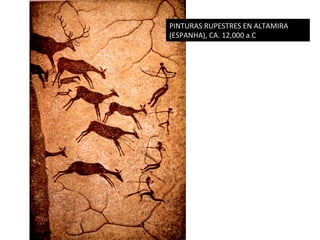 PINTURAS	
  RUPESTRES	
  EN	
  ALTAMIRA	
  
(ESPANHA),	
  CA.	
  12,000	
  a.C	
  

 