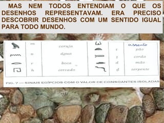 MAS NEM TODOS ENTENDIAM O QUE OS
DESENHOS REPRESENTAVAM. ERA PRECISO
DESCOBRIR DESENHOS COM UM SENTIDO IGUAL
PARA TODO MUNDO.