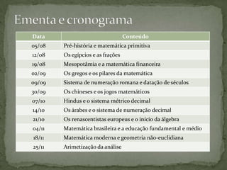 Ementa e cronograma
