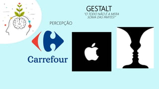 GESTALT
PERCEPÇÃO
“O TODO NÃO É A MERA
SOMA DAS PARTES!”
 