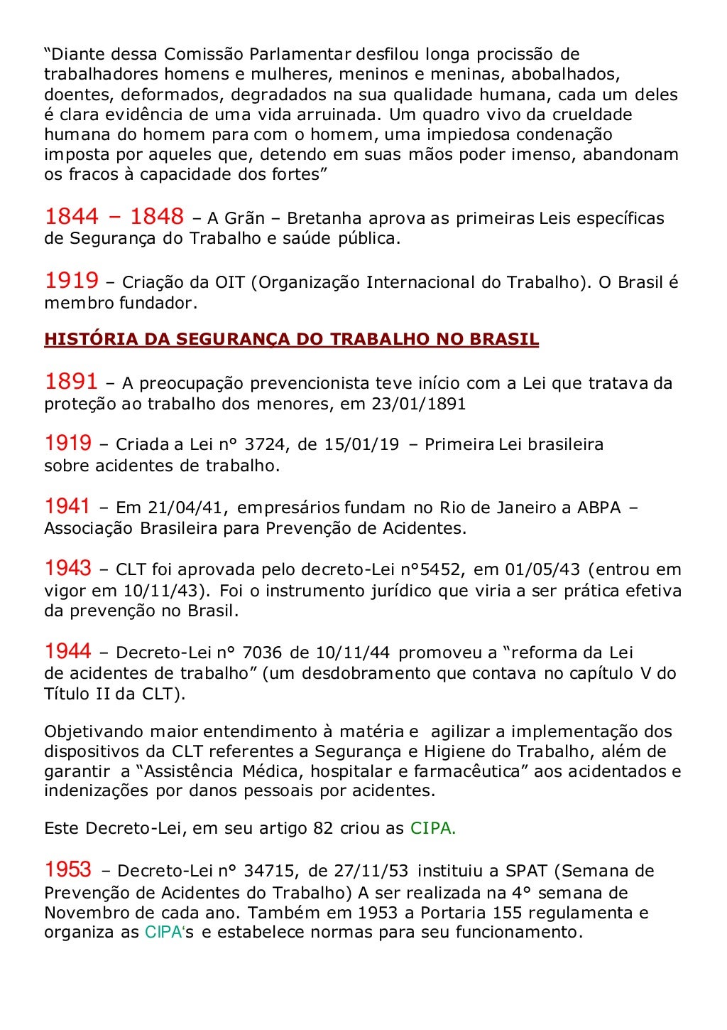História da segurança do trabalho no mundo