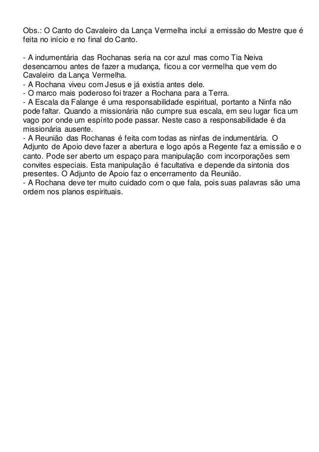 Canto Do Cavaleiro Da Lança Vermelha Historia Das Rochanas