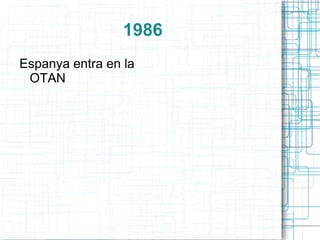 1986 Es crea la xarxa NFSnet per als centres d'investigació i s'integra en ARPANET. Aquesta red es coneix con a INTERNET. 