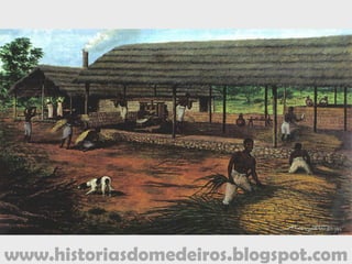 www.historiasdomedeiros.blogspot.com
D. Antônio Rolim de Moura
em Cuiabá
 Mandou fundar uma aldeia para os
índios, que foi organizada pelo
Pe. Estêvão de Castro (Jesuíta)
em Chapada dos Guimarães
(Missão de Santana).
 Concedeu cartas de sesmaria
aos habitantes de Cuiabá
e circunvizinhanças.
 
