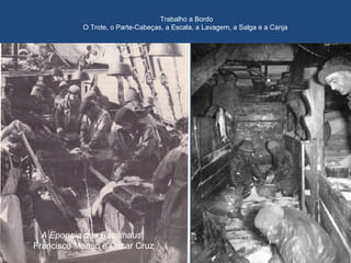 Trabalho a Bordo
O Trote, o Parte-Cabeças, a Escala, a Lavagem, a Salga e a Canja
A Epopeia dos Bacalhaus
Francisco Manso e Óscar Cruz
 