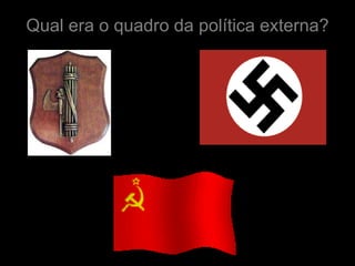 Qual era o quadro da política externa?
 