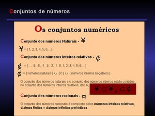 ¥
¥
¢
¢
¢
0⊂ ⊂¥ ¥ ¢
¤
Conjuntos de números
 