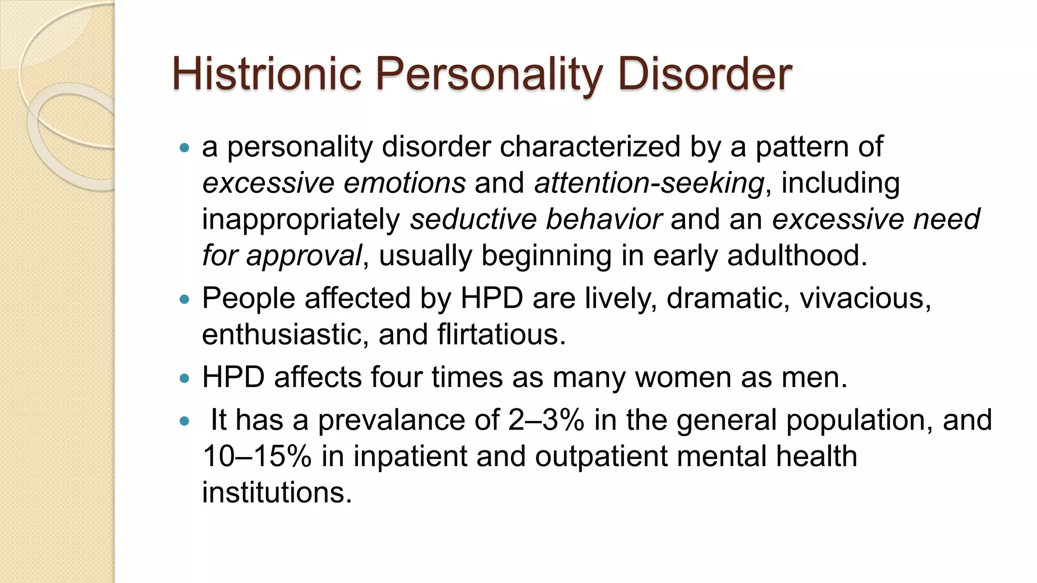 Histrionic personality disorder | PPT