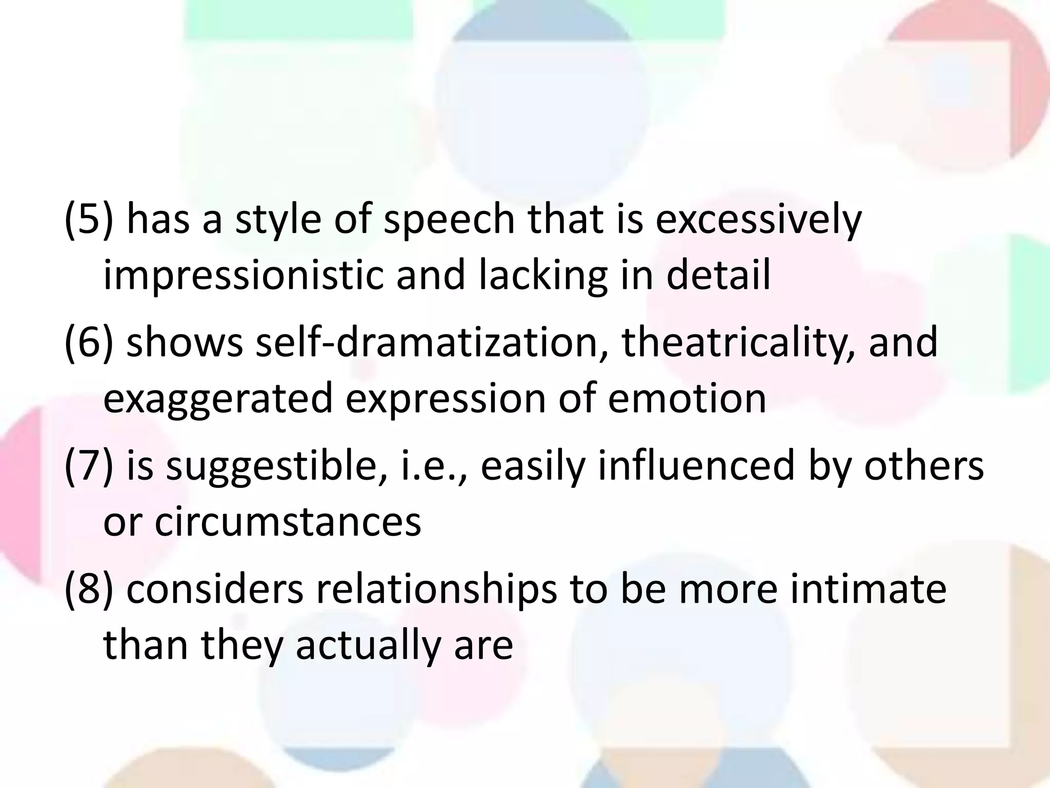 Histrionic personality disorder | PPTX