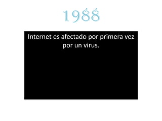 1988
Internet es afectado por primera vez
            por un virus.
 