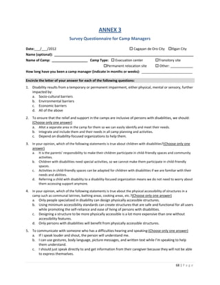 Disability Questionnaire Answers.pdf Handicap International: Study on Disability Inclusion in Emergency ...