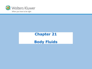 Copyright © 2015 Wolters Kluwer Health | Lippincott Williams & Wilkins
Chapter 21
Body Fluids
 