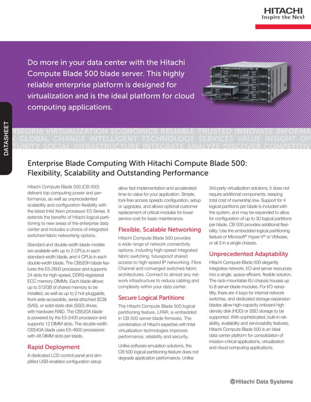 Enterprise Blade Computing With Hitachi Compute Blade 500: Flexibility ...