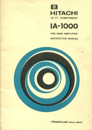 Hitachi IA-1000 - Pre-main amplifier - Instruction manual