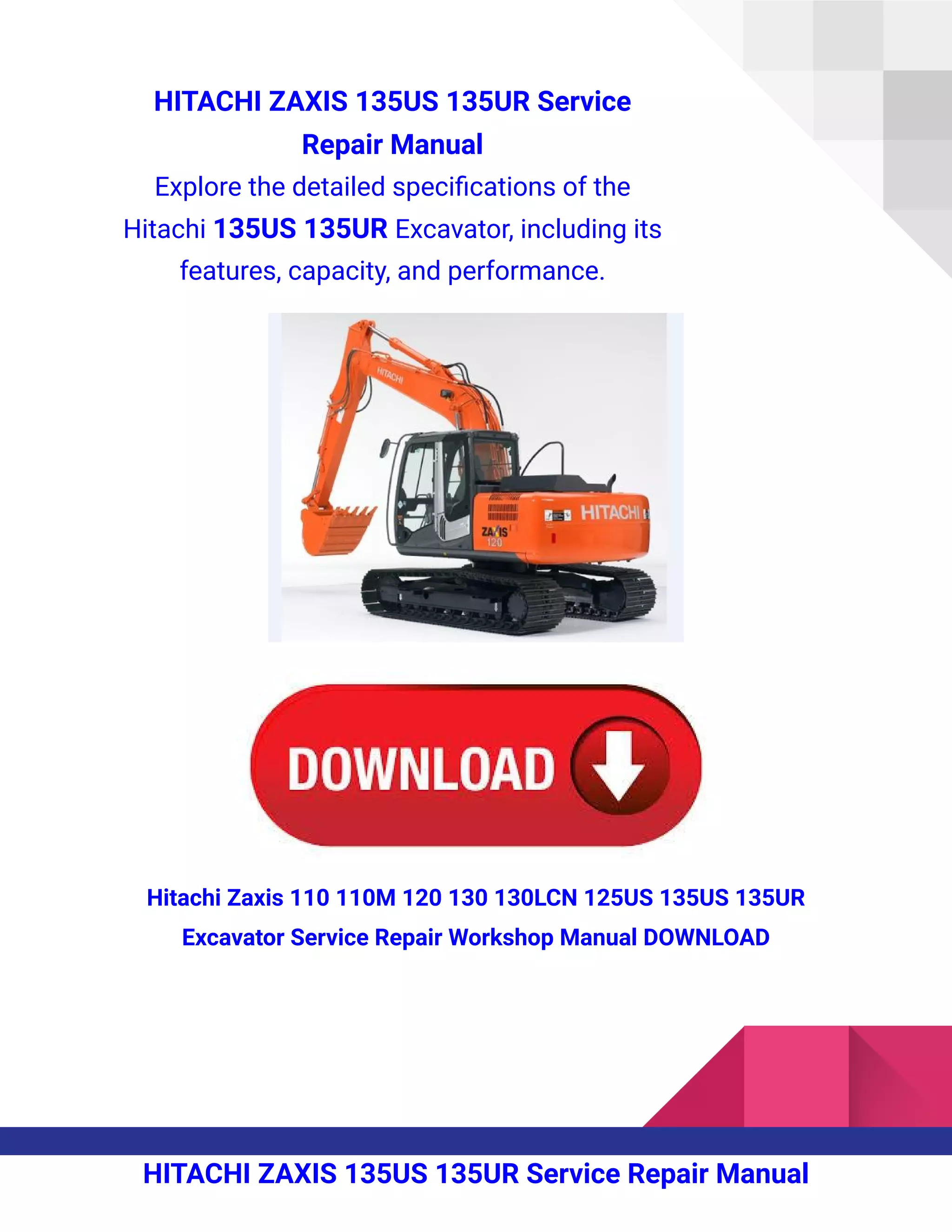 HITACHI ZAXIS 110 110M 120 130 Service Repair Manual.pdf