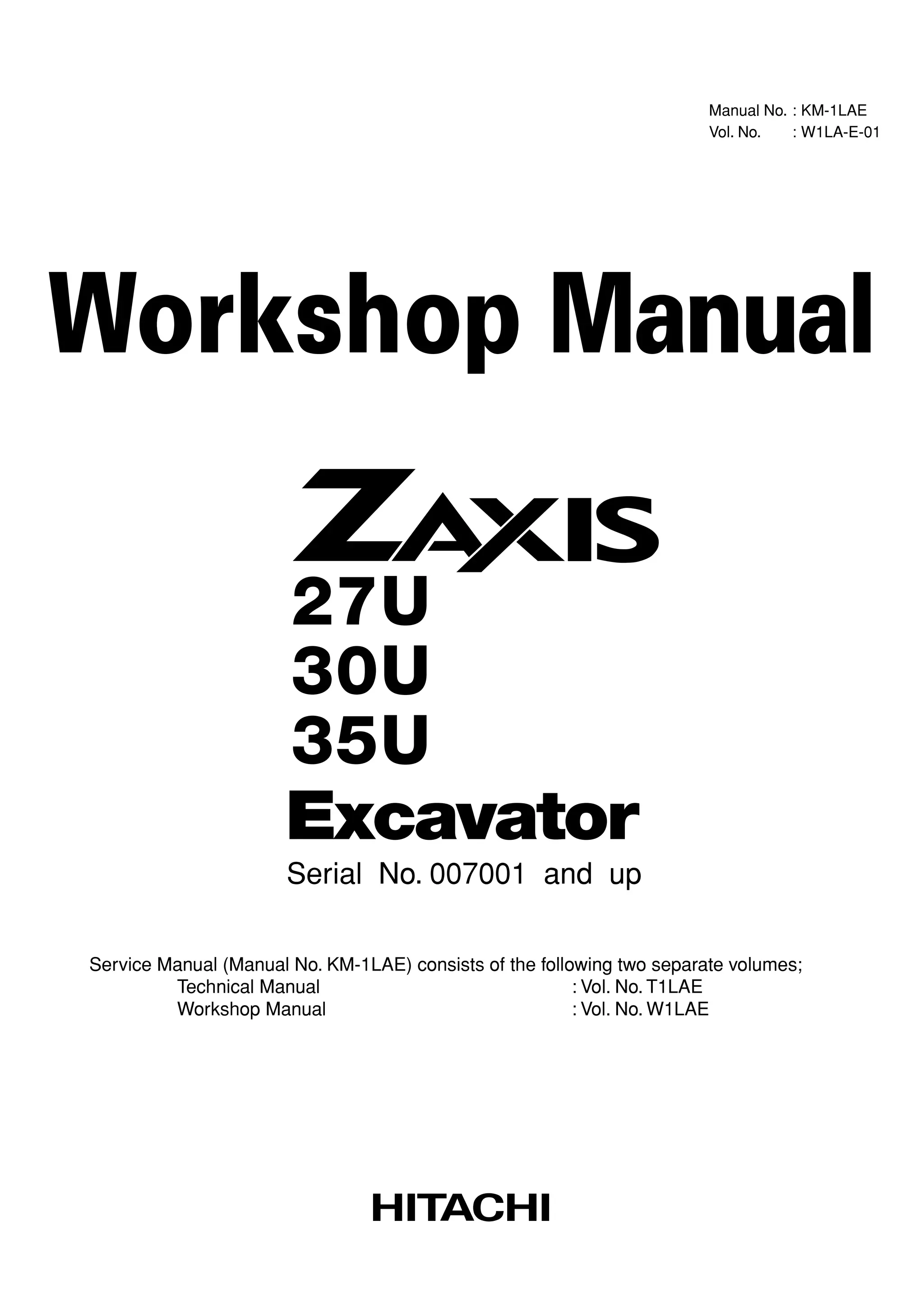 Hitachi zaxis 30 u excavator service repair manual | PDF