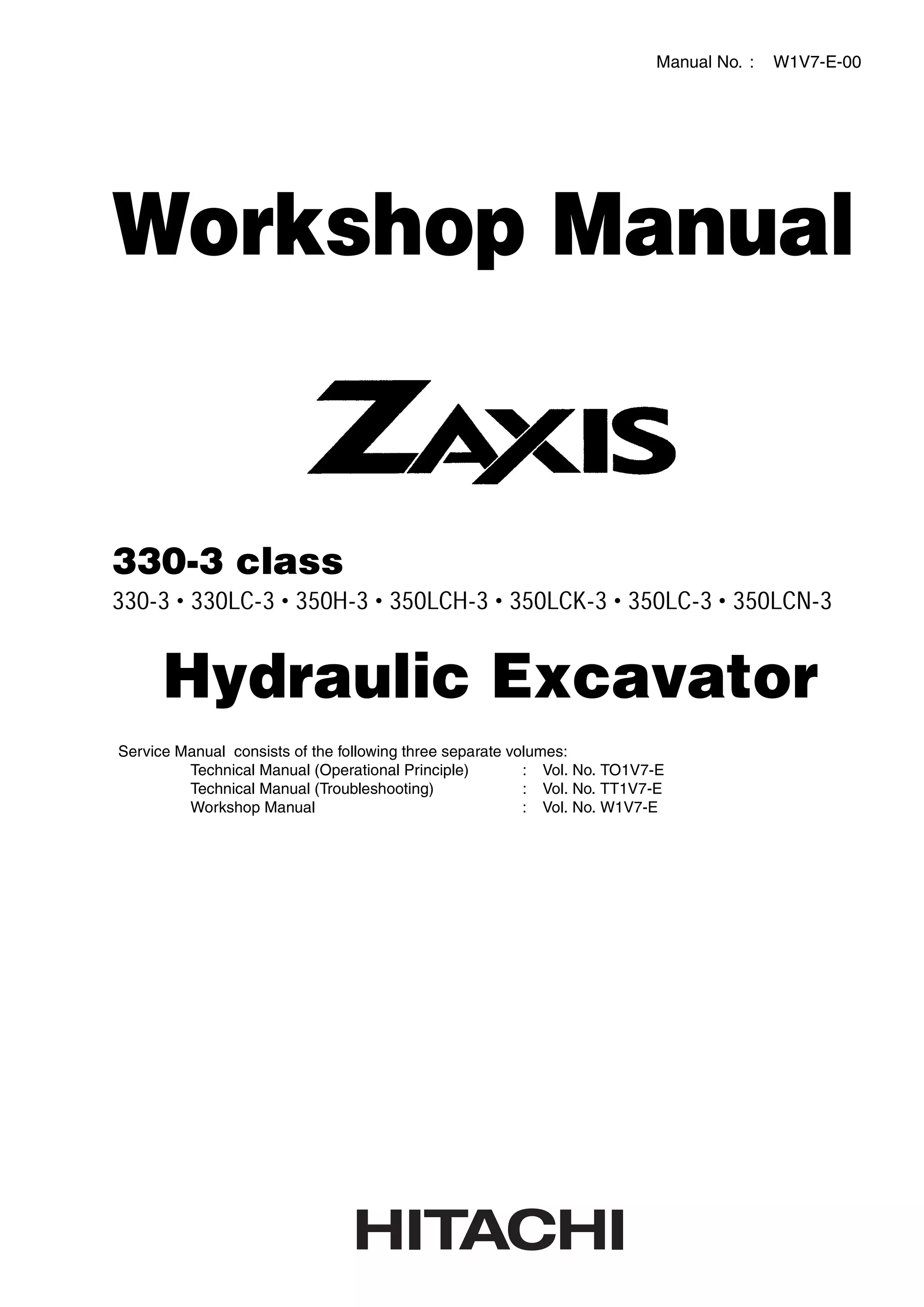 Hitachi zaxis 330 lc 3 excavator service repair manual | PDF