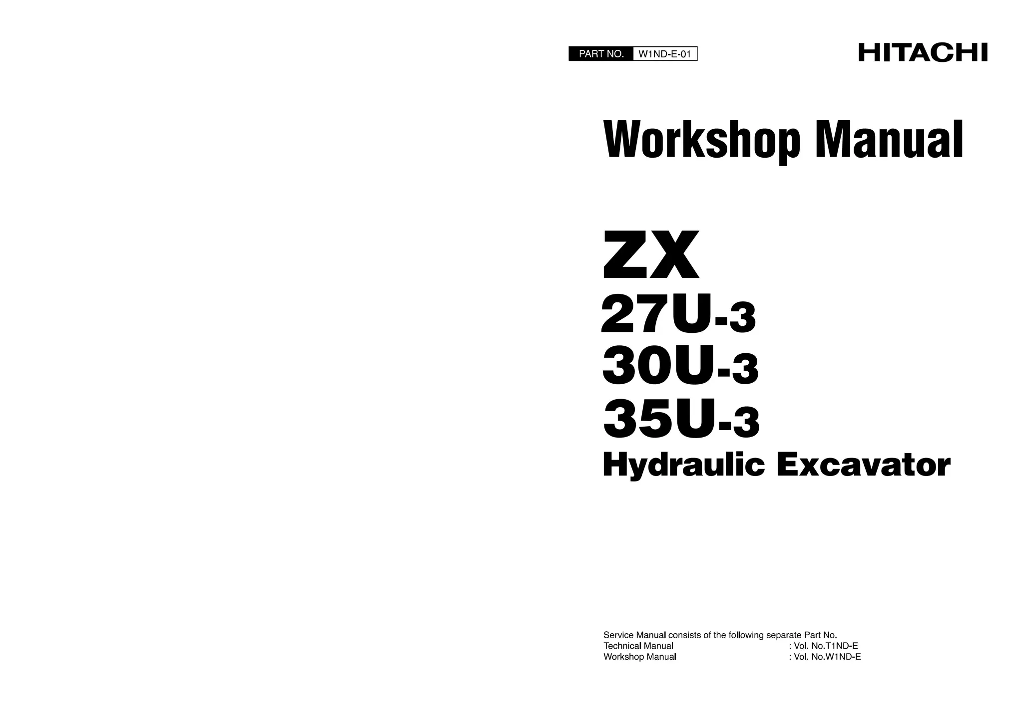 Hitachi zaxis 35 u 3, 35u-3f excavator service repair manual | PDF