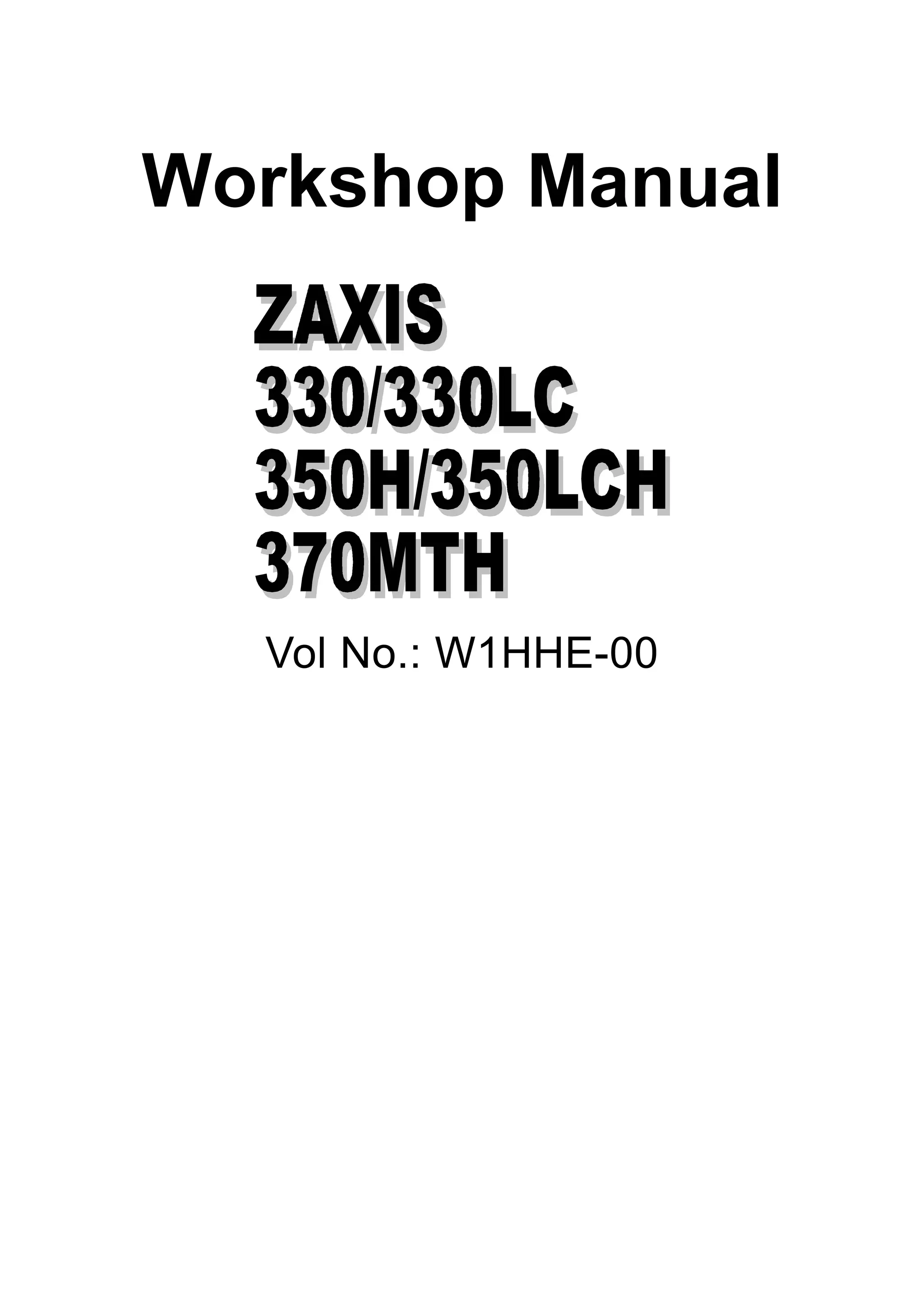 Hitachi zaxis 370 mth excavator service repair manual | PDF