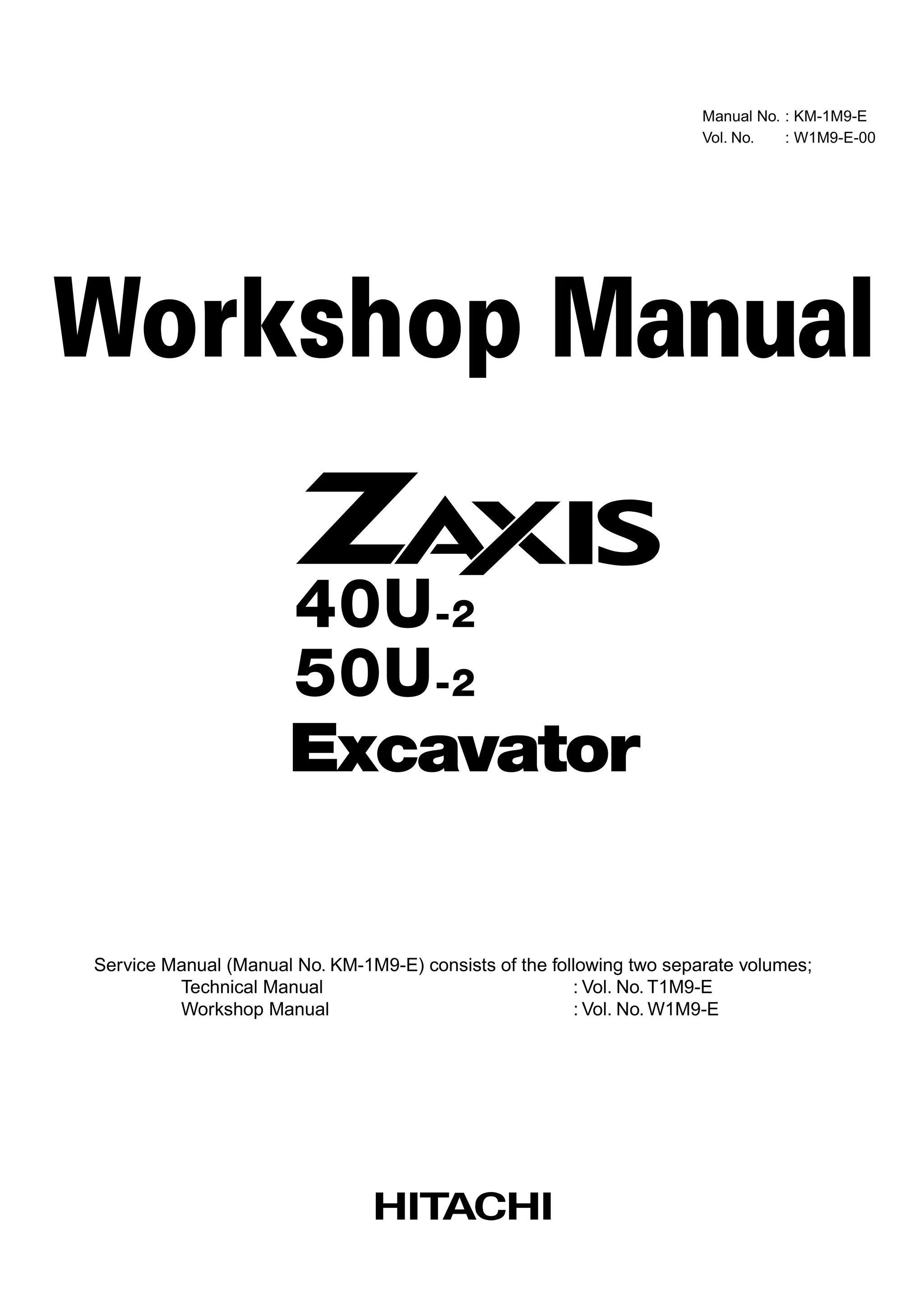 Hitachi zaxis 50 u 2 excavator service repair manual | PDF