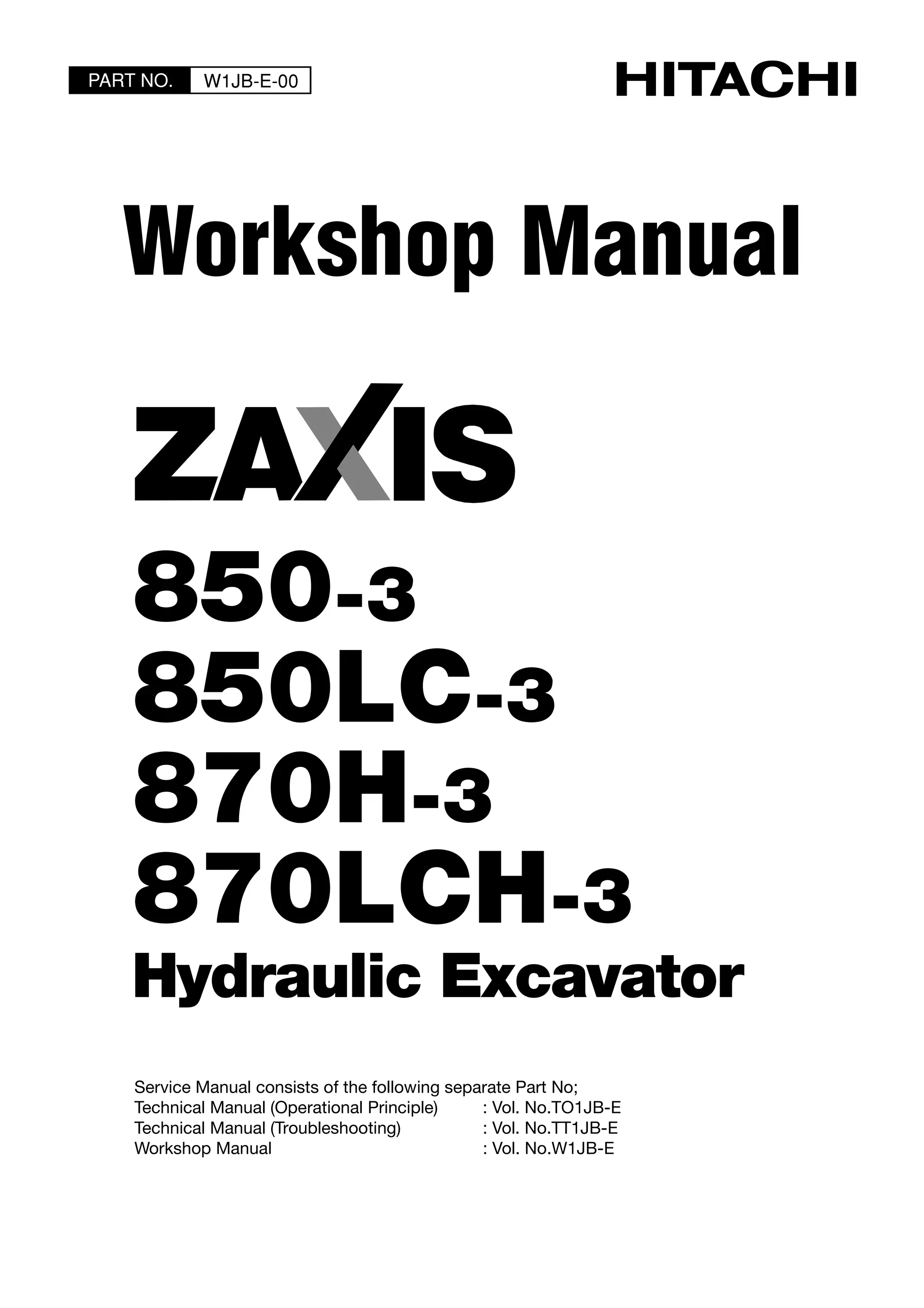 Hitachi zaxis 870 h 3 hydraulic excavator service repair manual | PDF