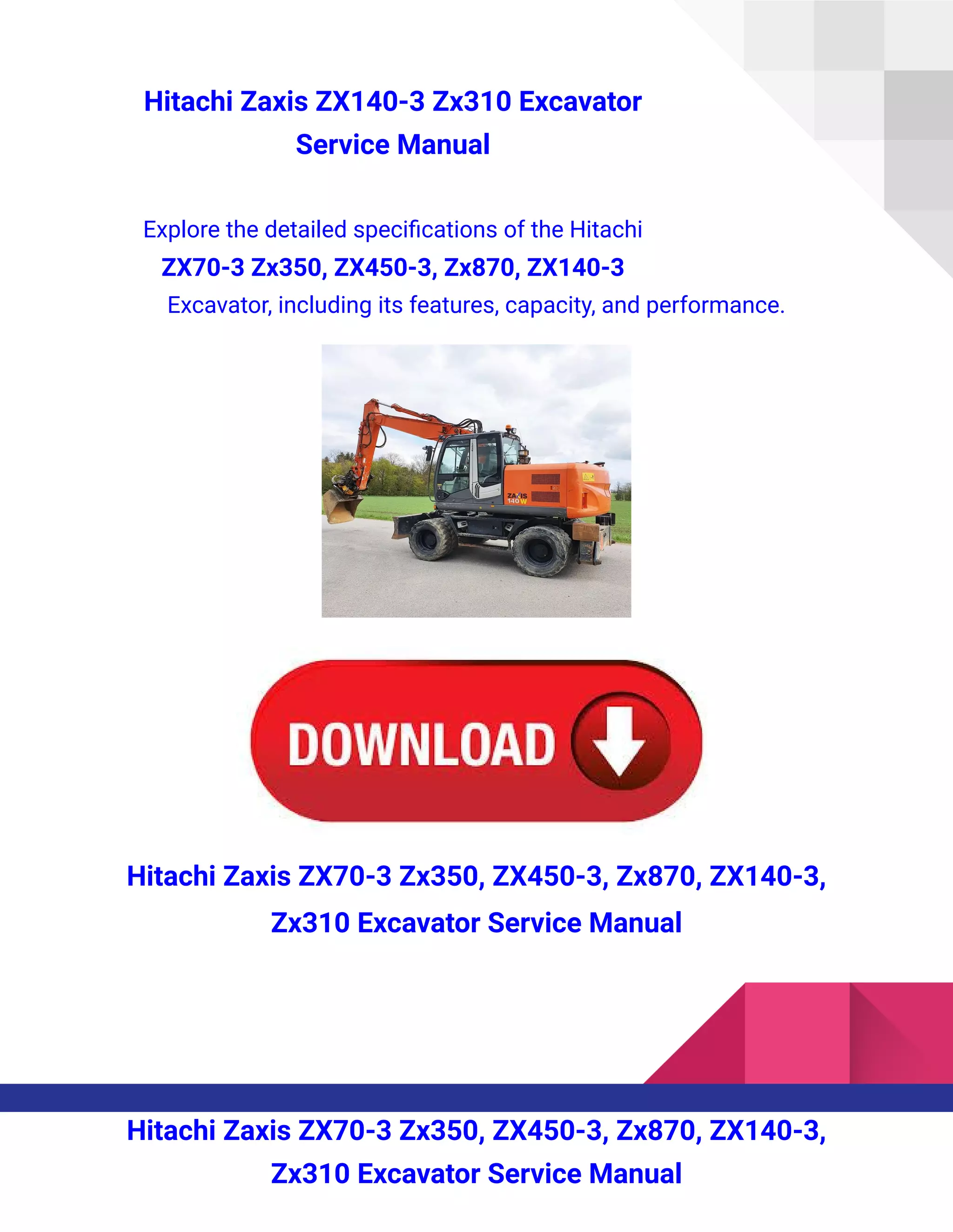 Hitachi Zaxis ZX140-3 Zx310 Excavator Service Manual.pdf