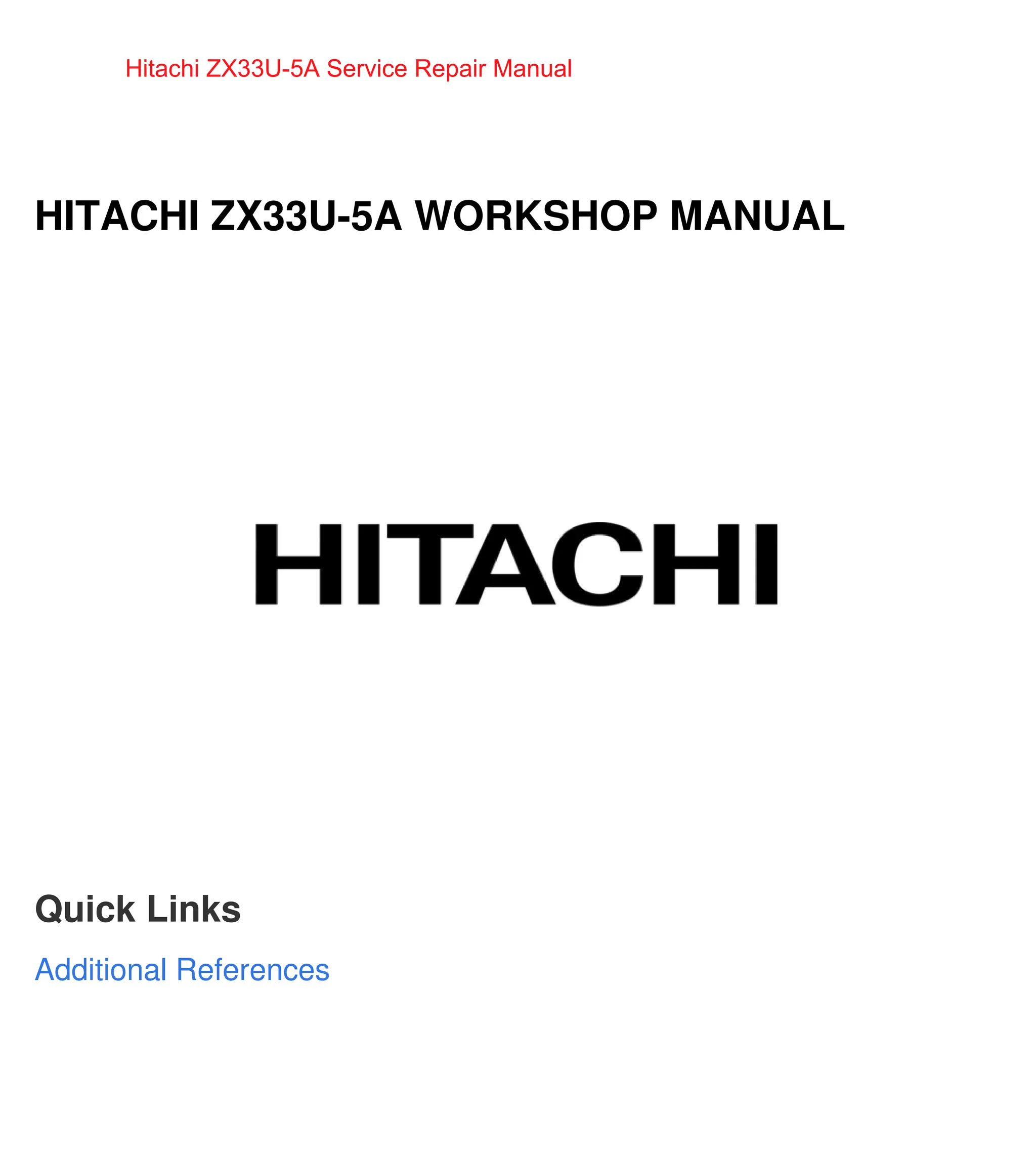 Hitachi ZX33U-5A Service Repair Manual Download | PDF