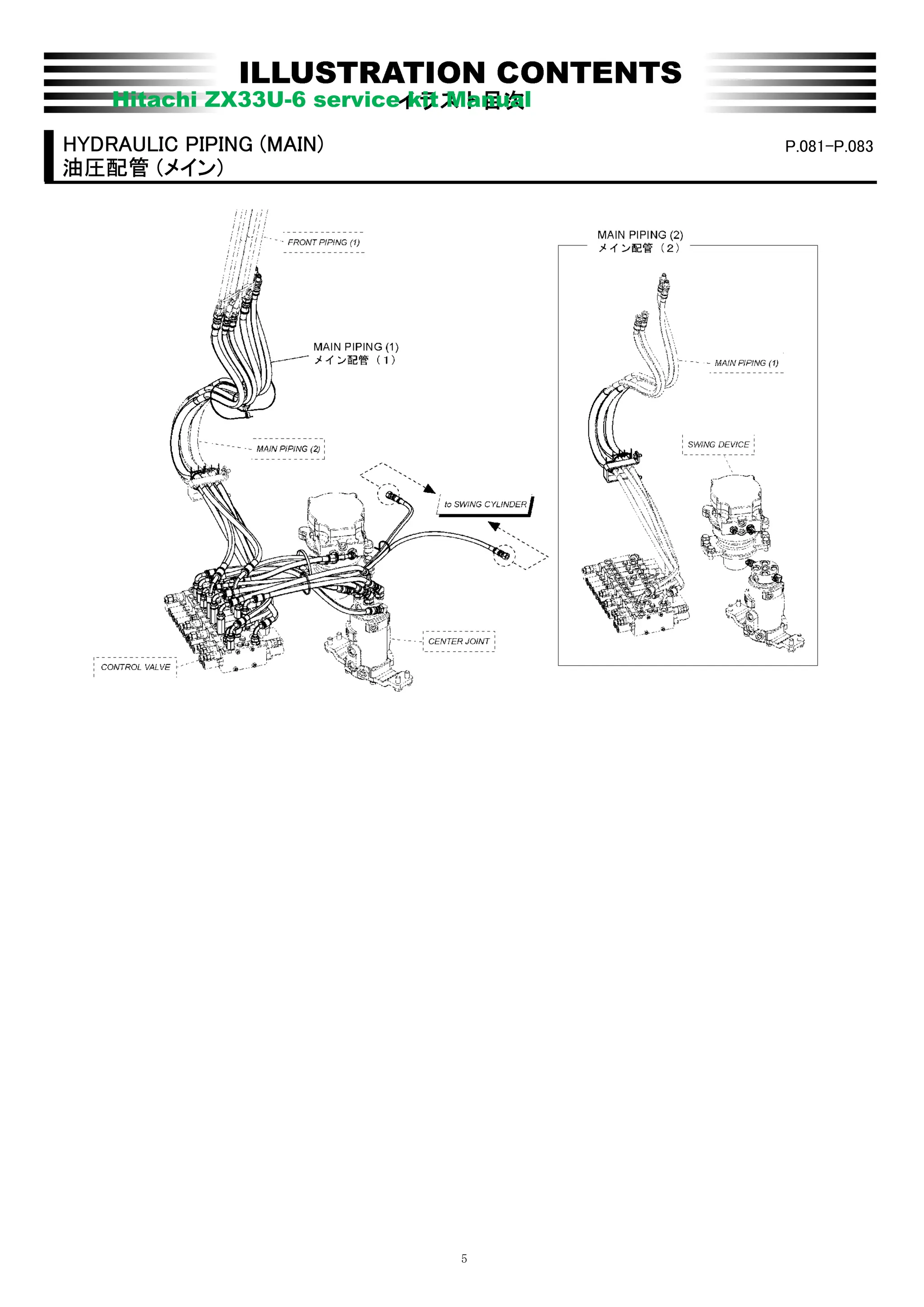 Hitachi ZX33U-6 service kit Parts Manual | PDF