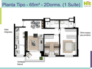 Planta Tipo - 65m² - 2Dorms. (1 Suíte)




Salas
Integradas                               Ótimo espaço
                                         para armários




             Ventilação
             Natural
 